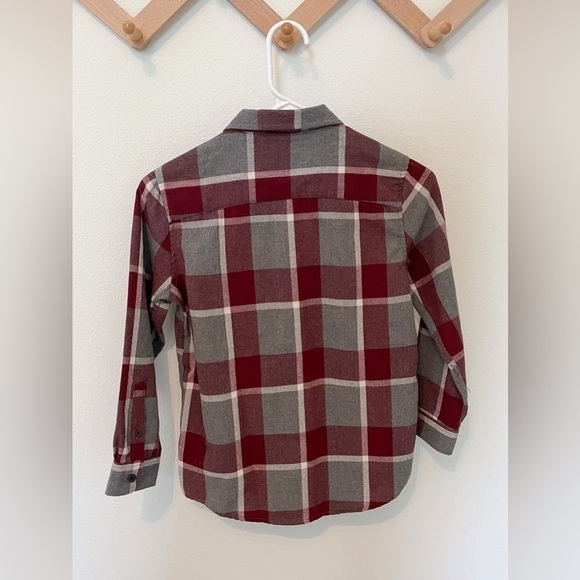 3/$30 | Boys Flannel Maroon and Gray Button Down Shirt - Picture 4 of 4